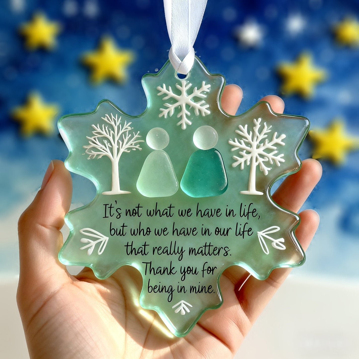 🌊Snowflake-Shaped Sea Glass Friendship Decor❄✨ Shaped by Nature & Crafted by Hand