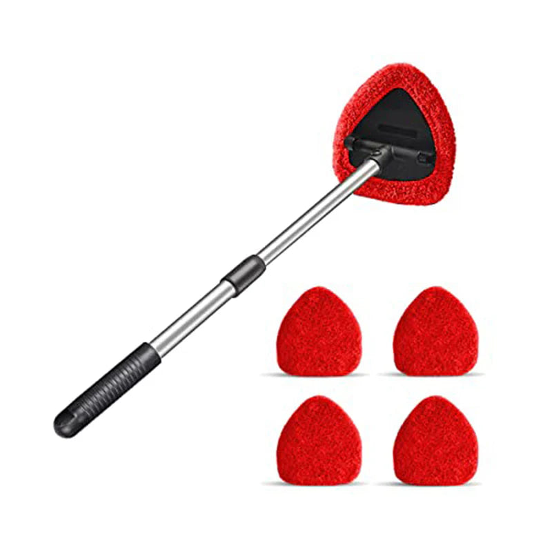 💥 💥 🔥 Windshield Cleaning Tool, Microfiber Car Window Cleaner with 4 Reusable and Washable Microfiber Pads and Extendable Handle
