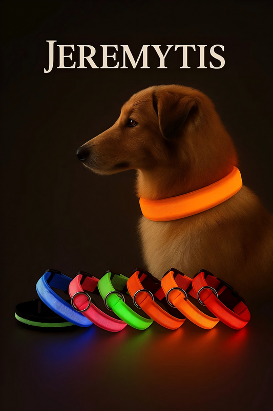[JEREMYTIS]🌟LED Safety Glowing Flashing Dog Collar Night Illuminated Glow In The Dark🐕