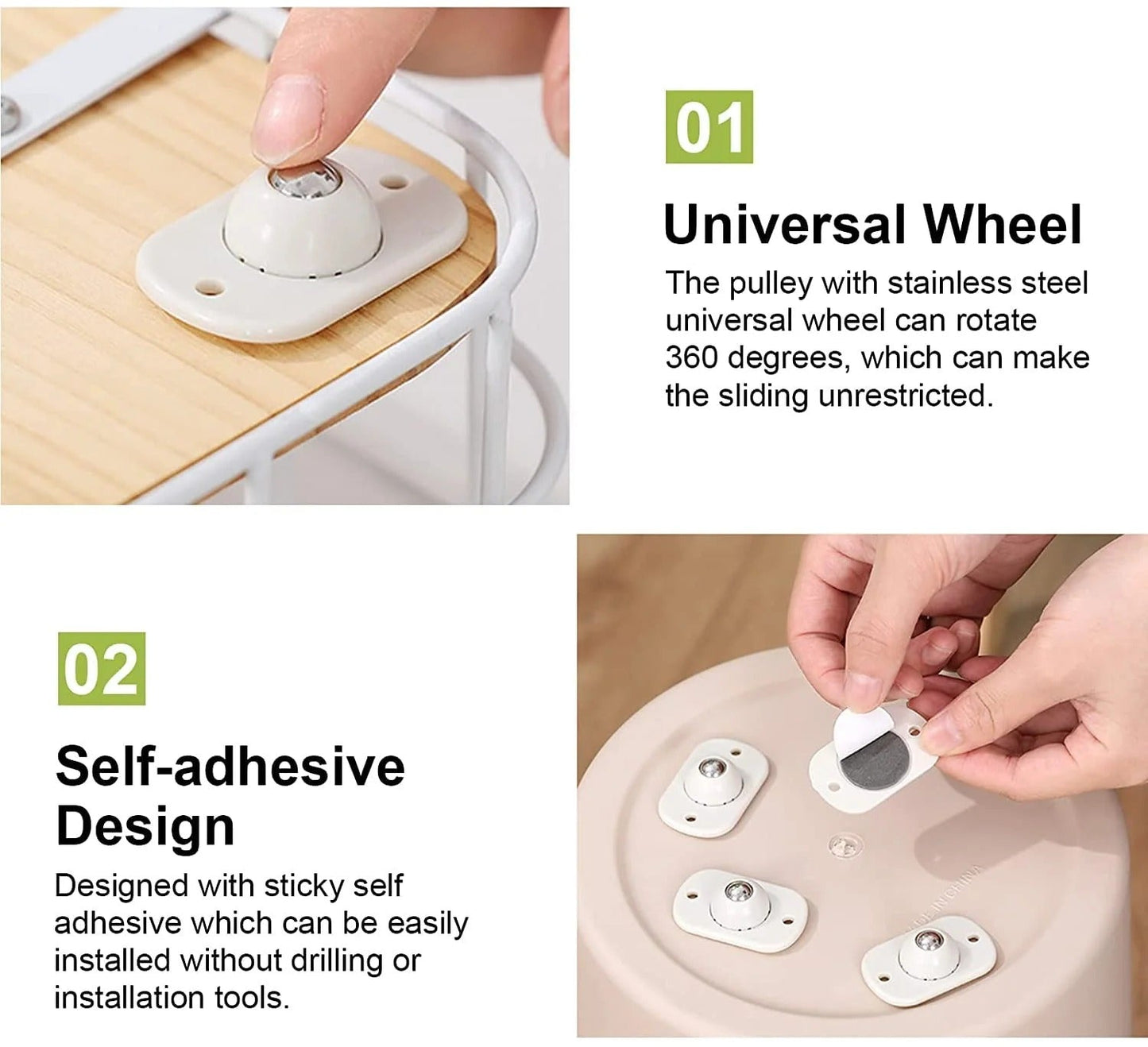 Buy 2 Get 1 Free l Boreless universal wheels🛼✨ Maximum load capacity: 20 pounds "360° Rotation"