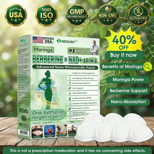 𝐎𝐟𝐟𝐢𝐜𝐢𝐚𝐥 𝐒𝐭𝐨𝐫𝐞 🇺🇸 |NEGUSY™ Moringa .Berberine x NAD+ 10-in-1 Advanced Nano Microneedle Patch - Once Daily, Visible Results in 7Days