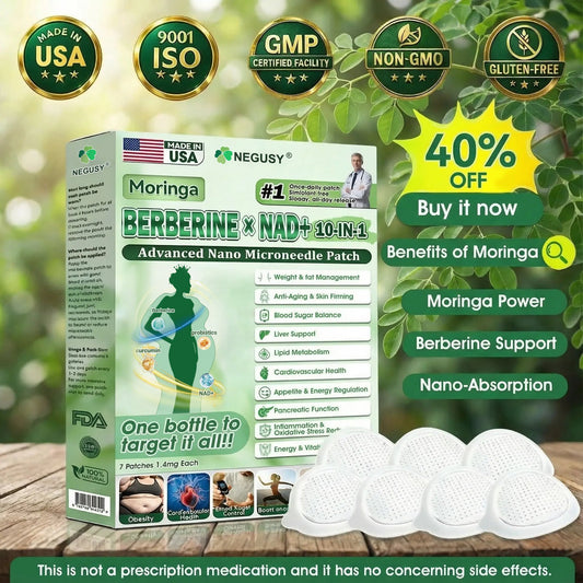𝐎𝐟𝐟𝐢𝐜𝐢𝐚𝐥 𝐒𝐭𝐨𝐫𝐞 🇺🇸 |NEGUSY™ Moringa .Berberine x NAD+ 10-in-1 Advanced Nano Microneedle Patch - Once Daily, Visible Results in 7Days